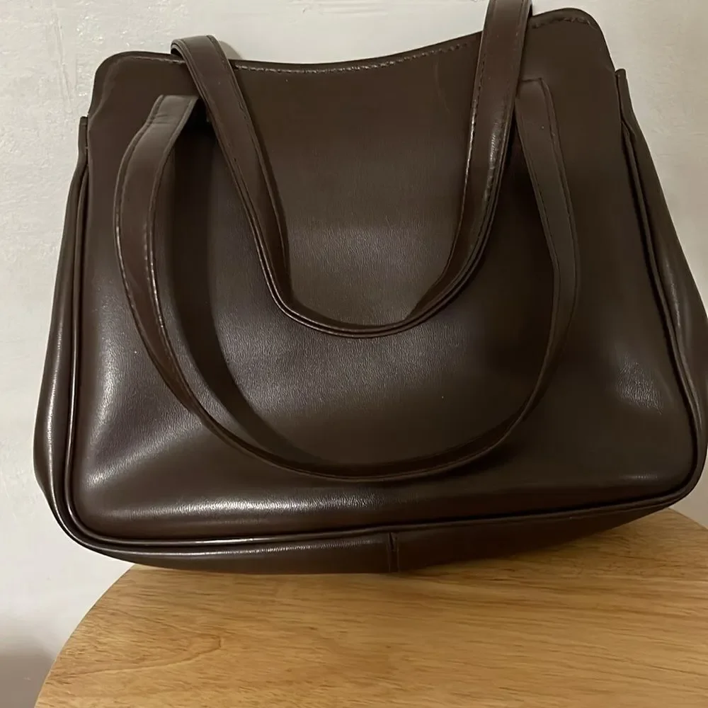 R.O. C. Vintage Elegant Brown  Vinyl  Handbag
